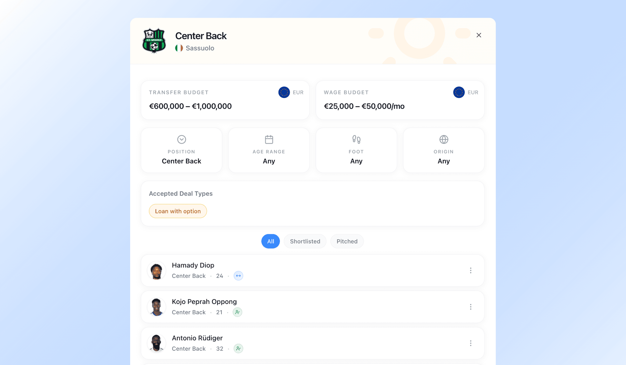 A request's matched players, with exact matches listed ahead of loose ones